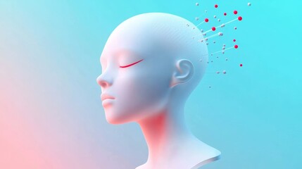 Obraz premium Digital Human Face with Neural Connections and Futuristic Aesthetic 