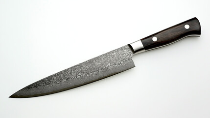 Damascus Steel Chef Knife with Wooden Handle   Kitchen Tool for Cooking and Food Preparati