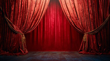 Luxurious Red Velvet Theater Curtains