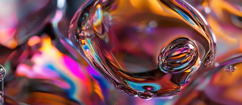 Poster abstract colorful liquid background with iridescent and glossy texture.