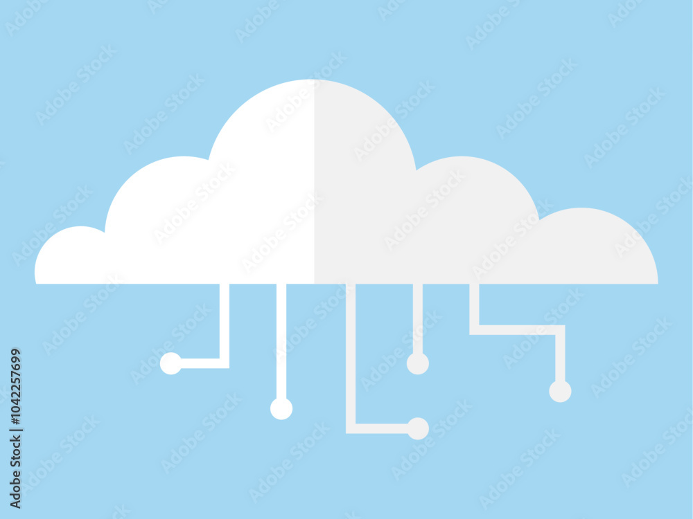 Poster cloud computing, cyber technology, internet data storage, database and mobile server concept, cloud 