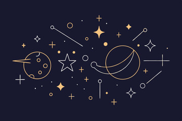 Obraz premium Captivating Celestial Line Art Designs