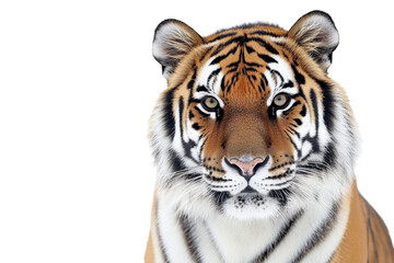 Naklejka premium Portrait of majestic tiger with striking fur patterns,,Isolated on transparent background