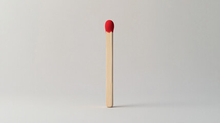 Single Red Matchstick Isolated on White Background