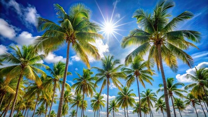 reflected tropical delight palm trees embracing blue skies and sunshine