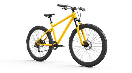 Fototapeta premium Yellow Mountain Bike Isolated on White Background Sport Bicycle Cycling Outdoor Tran