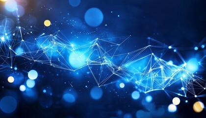 Abstract Blue Network with Bokeh Lights, Abstract, Network, Connection