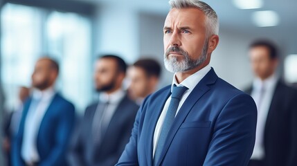 Business professionals listening attentively during a corporate meeting in a modern office setting