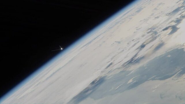 The Sputnik 1 orbiting the Earth big shoot