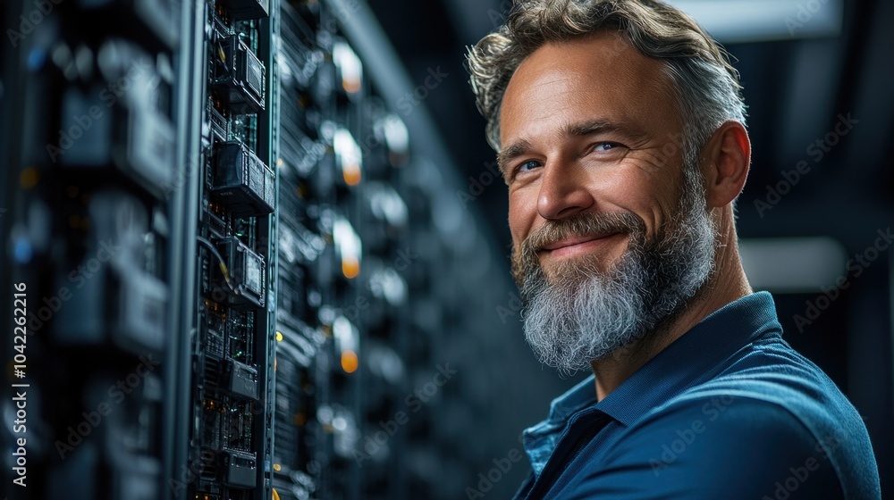 Poster it worker laugh after resolving a server issue, showcasing the camaraderie and positive relationship