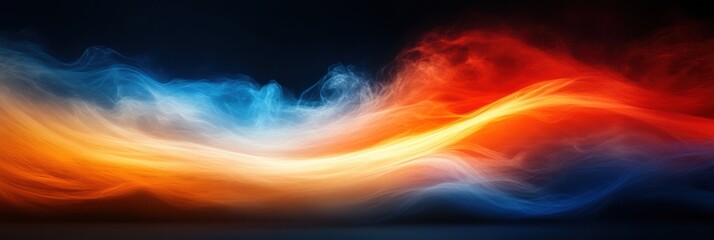 Naklejka premium Abstract Smoke Waves: Vibrant Orange, Red, and Blue Swirls for Creative Backgrounds and Designs
