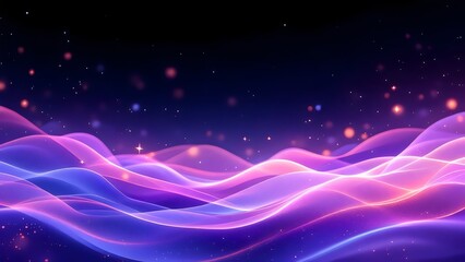 Obraz premium Abstract Background: Purple and Blue Waves, Glowing Lights