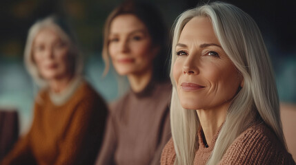 Obraz premium Women of different ages sharing their stories at an event.