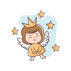 Christmas Angel with Halo and Wings. Charming vector of a Christmas angel with wings and halo, perfect for festive holiday designs