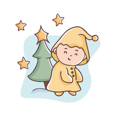Christmas Angel with Halo and Wings. Charming vector of a Christmas angel with wings and halo, perfect for festive holiday designs