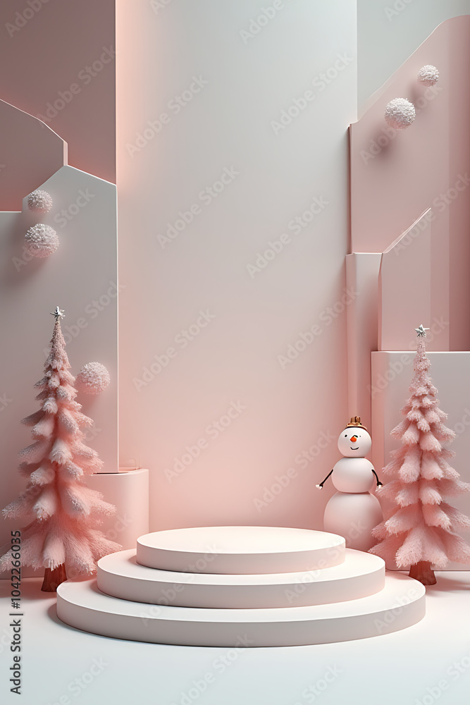 Poster realistic christmas background includes vector geometric forms modern stage showcase product display