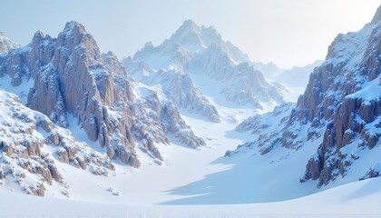 
752 / 5 000
Snow-covered mountain canyon, serene winter landscape