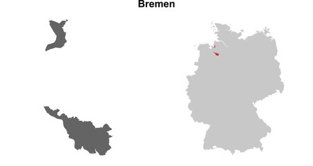 Bremen state blank outline map set