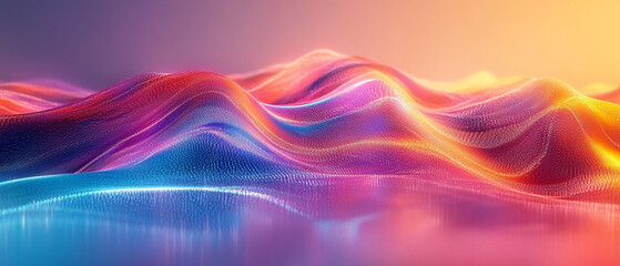 Abstract colorful line waves on light background, 3d render, Background wallpaper design