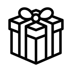 Minimalist vector illustration of a Christmas gift box with a ribbon, perfect for holiday decoration or gift-related designs. Editable stroke.