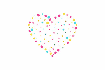 A heart made of confetti. Luxurious heart symbol Valentine graphic design.