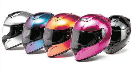 Motorcycle Helmet Collection   Silver  Blue  Orange  Pink and Black