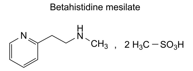 Chemical structure of betahistine mesilate, drug substance