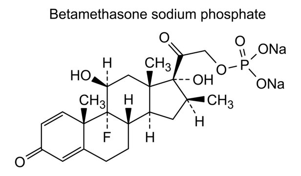 Chemical structure of betamethasone sodium phosphate, drug substance