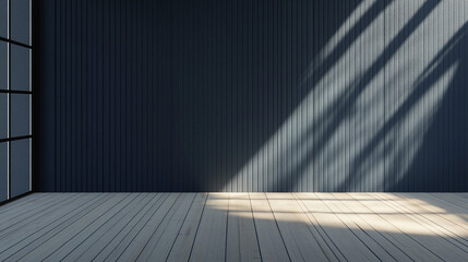 Minimalist Interior Design with Wood Floor and Blue Wall