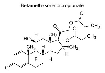 Chemical structure of betamethasone dipropionate, drug substance