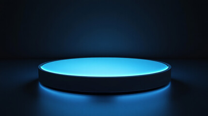 Blue Neon Glowing Round Platform Product Display Stand