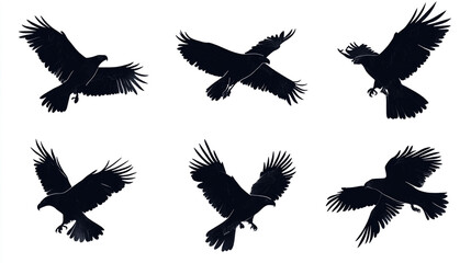 Obraz premium Eagle Silhouette Collection Flying Bird Clipart for Design