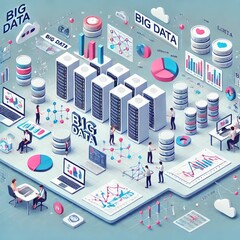 IT・ビッグデータのアイソメトリック画像