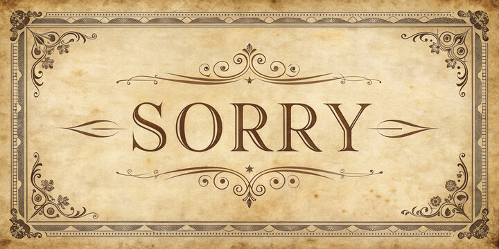 Vintage Sorry Card with Ornate Border and Classic Typography - Powered by Adobe