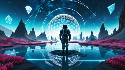 Journey Beyond Reality: Human in a Surreal Metaverse Landscape
