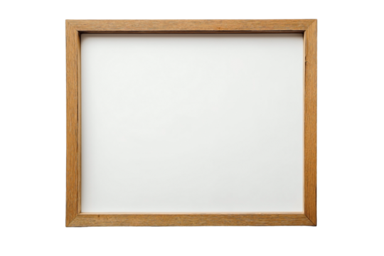 Thin wooden Large frame mock up isolated on transparent background