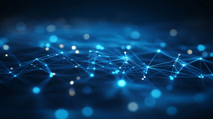 Obraz premium Abstract Blue Network Connection Dots and Lines