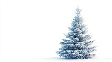 Fototapeta premium Fluffy christmas pine tree on white background