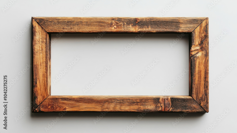 Aufkleber blank rectangular wooden frame made of light and thin wood. make it eligant and presentable. white b