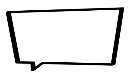 吹き出し　シンプル　四角　単体　マーカー風　ベクター　黒縁　白