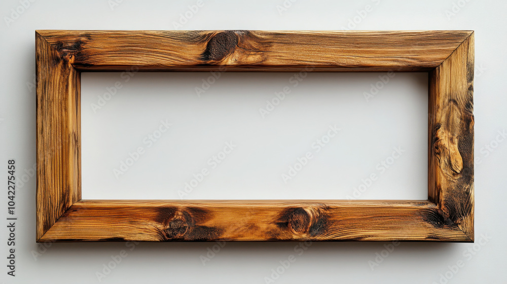 Aufkleber blank rectangular wooden frame made of light and thin wood. make it eligant and presentable. white b