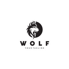 wolf head silhouette logo vector illustration