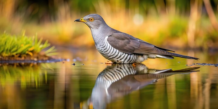 Reflection of Colin the Cuckoo at Thursley Nature Reserve in Surrey