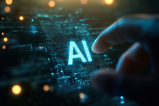 AI - Artificial Intelligence in der täglichen Anwendung am Laptop oder Tablet, Tägliches Arbeiten mit KI zur Optimierung von Prozessen, Unterstützung und Verbesserung von Prozessen und Arbeitsabläufen