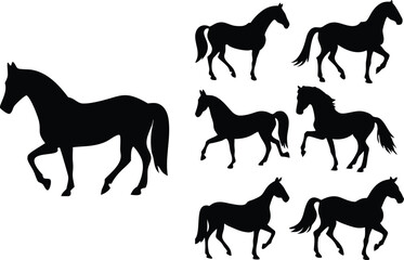 set of horses silhouettes
