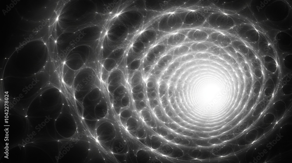 Aufkleber A mesmerizing spiral pattern of light radiates outward from a bright core, creating an ethereal effect against a dark backdrop. This artwork evokes a sense of depth and movement.