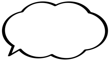 吹き出し　ベクター　単体　もこもこ　手書き　マーカー風　白　黒縁