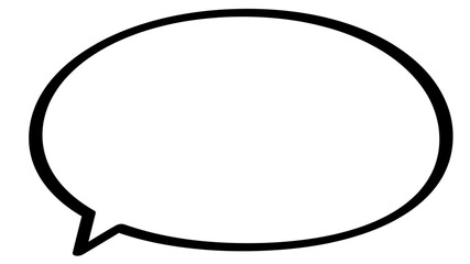 吹き出し　ベクター　単体　丸　楕円　手書き　マーカー風　白　黒縁