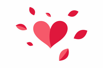 A heart with falling petals.on white. Luxurious heart symbol Valentine graphic design.