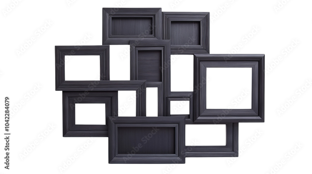Poster overlapping black picture frames abstract.